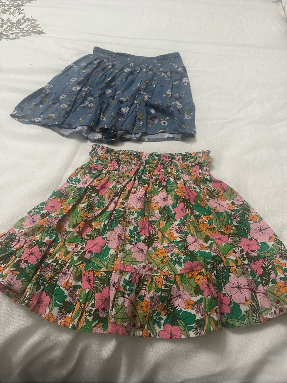 Copper Key Floral Tiered Skirt - Pink, Green & Orange